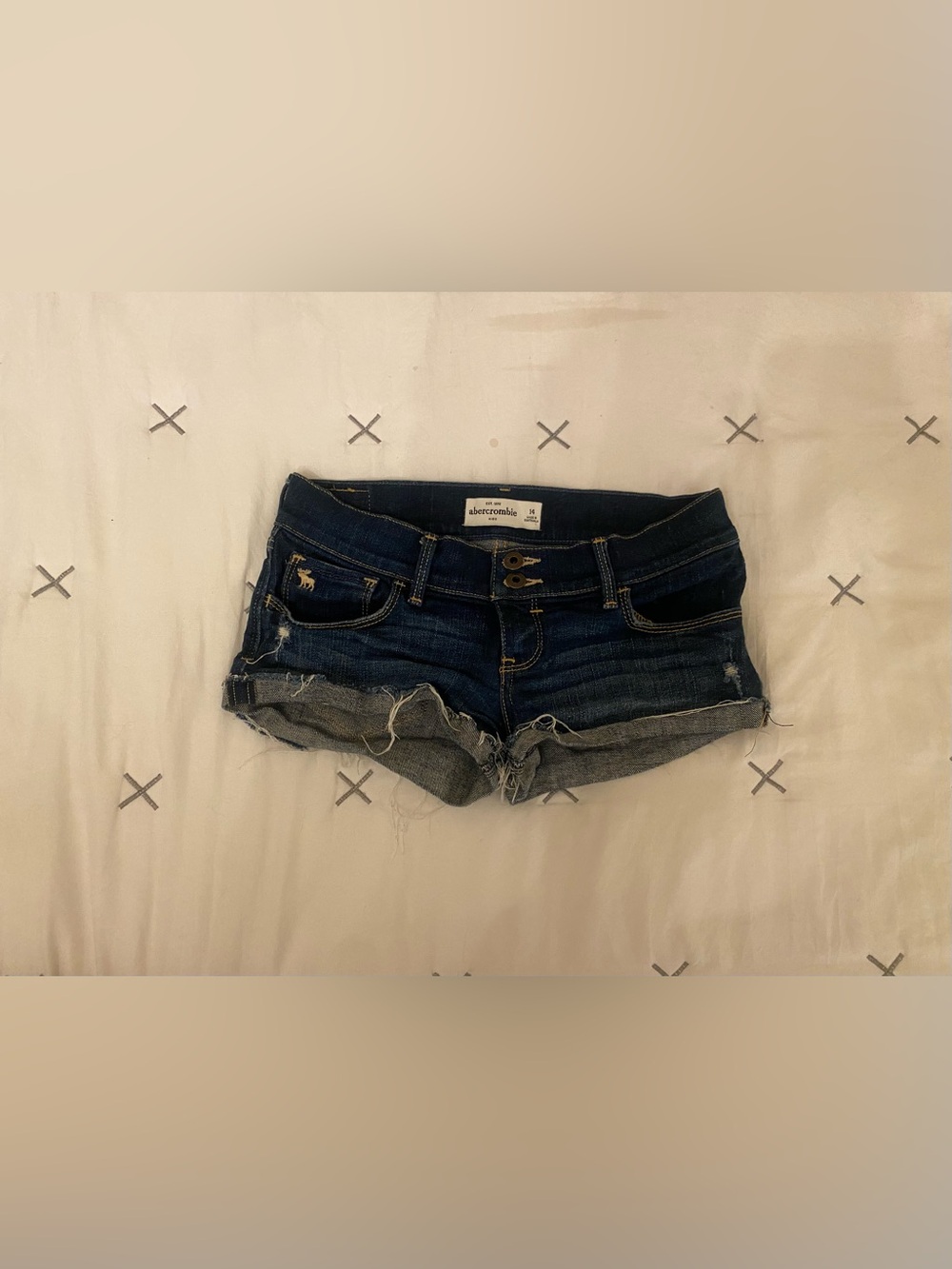 Abercrombie & Fitch Dark Indigo Denim Cutoff Shorts